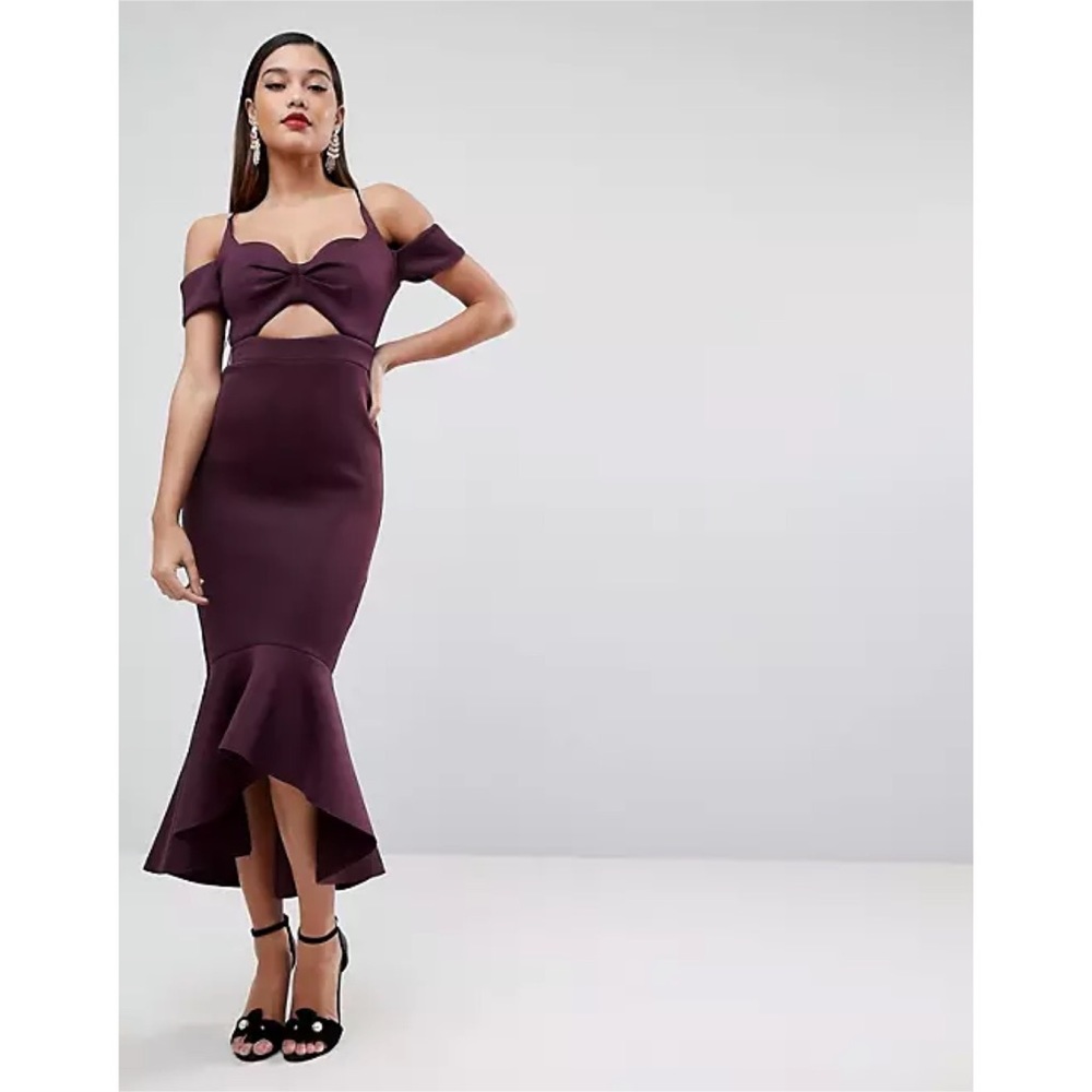 Cold Shoulder Cut Out Midi Dress
